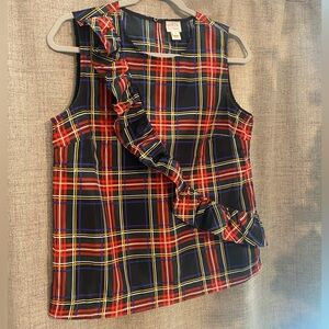 Brand New J. Crew Plaid Ruffle Top- Size 6